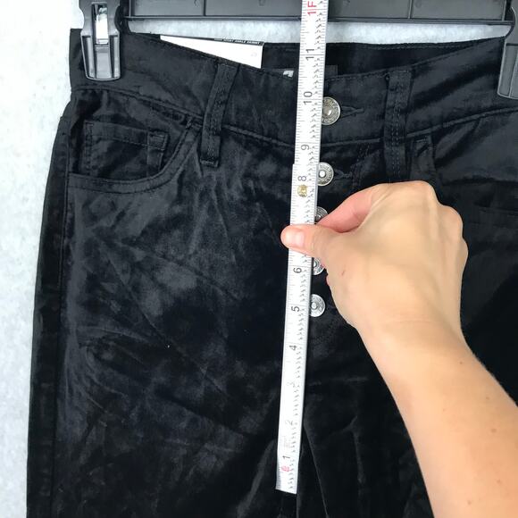 7 For All Mankind Velvet Pants Size 25 Black Victorian Academia Whimsigoth Dark - Picture 5 of 14